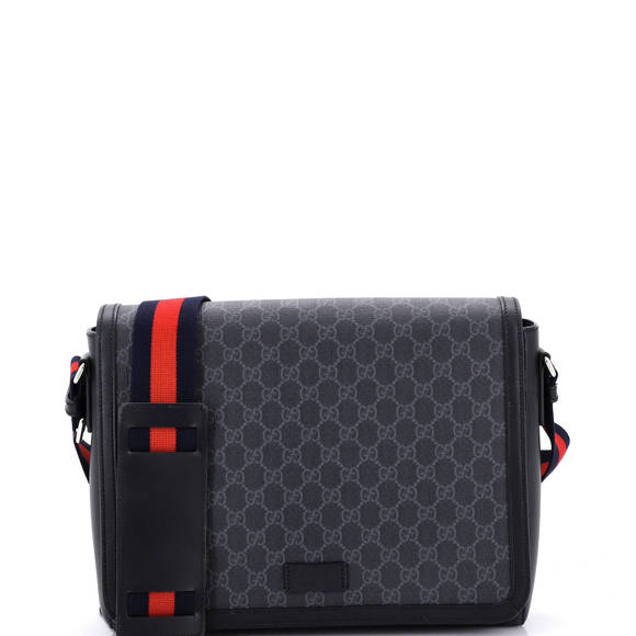Gucci Medium Web Strap Flap Messenger Bag GG Coated Canvas - Picture 1 of 8